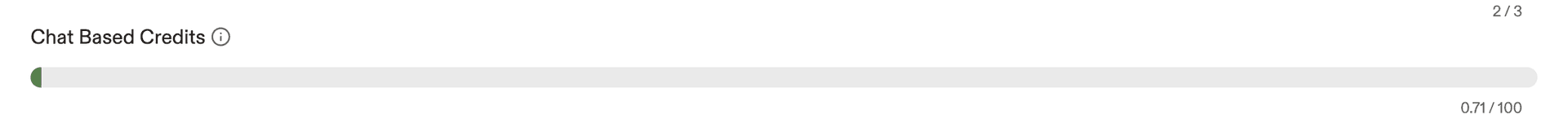 Screenshot of the Gram billing dashboard showing chat-based credits