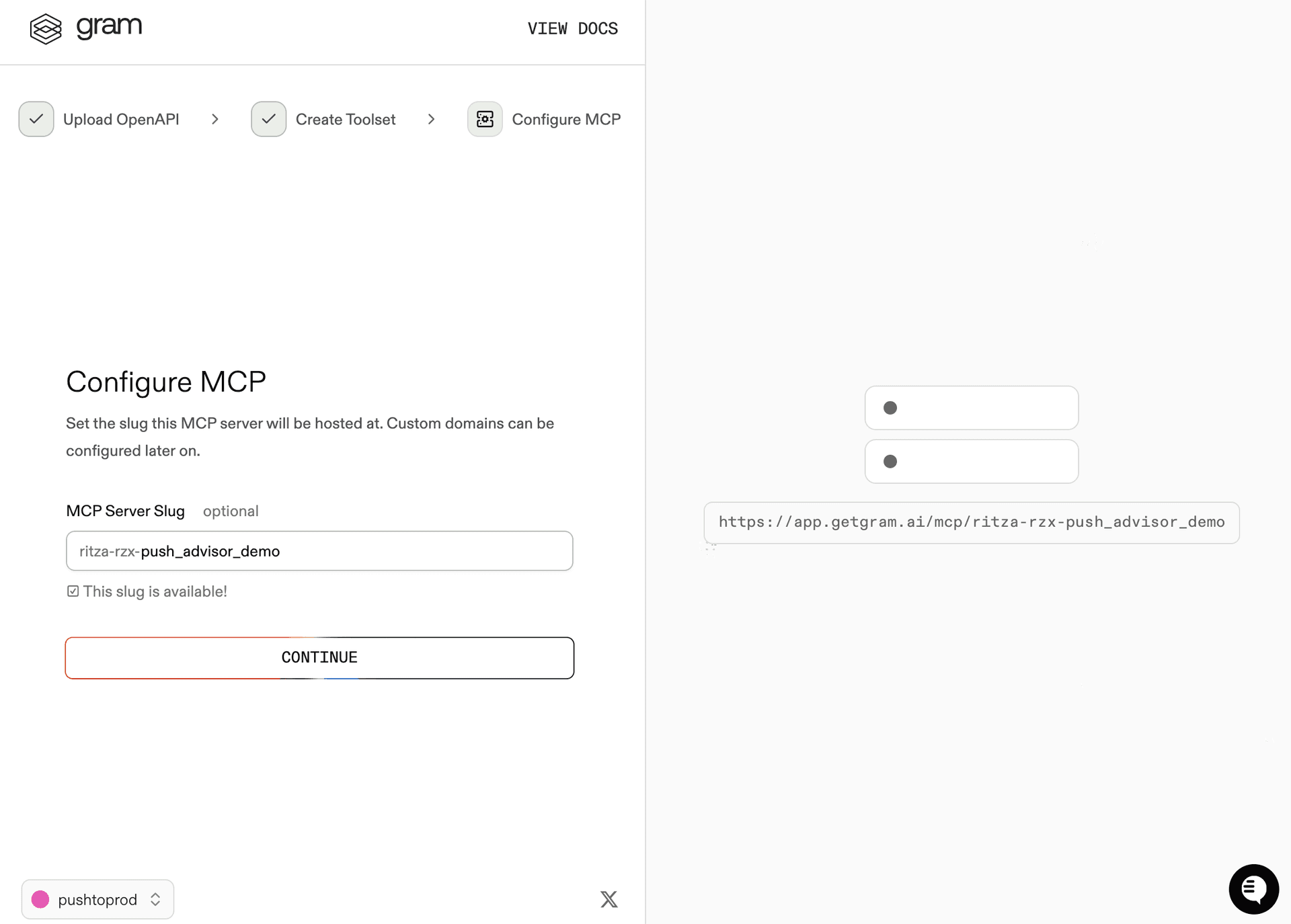 Screenshot of the configure MCP dialog
